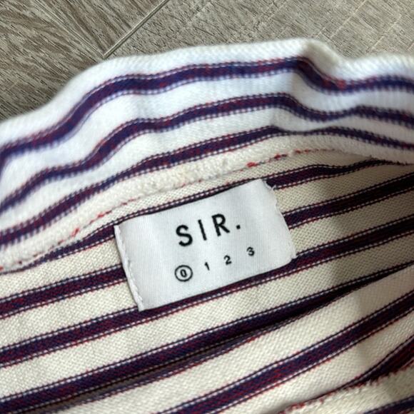 SIR Red White Striped High Low Mock Neck Tunic Sweater Women’s - Picture 4 of 10